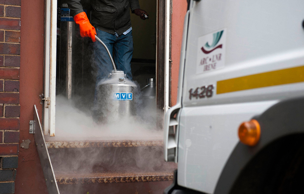 The well-equipped mobile clinic means specimens can be preserved immediately.